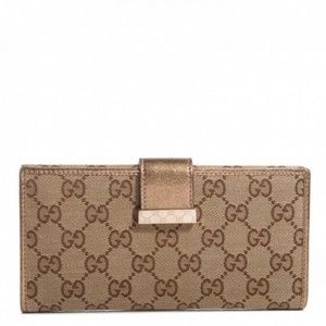 Gucci Monogram GG Continental Wallet Metallic Gold  212089